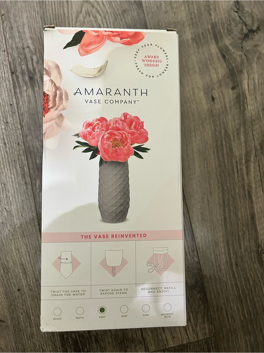 Amaranth Gray Twist Waterless Vase